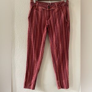 Free people crinkle beach rust striped plum/off white trouser pants 0